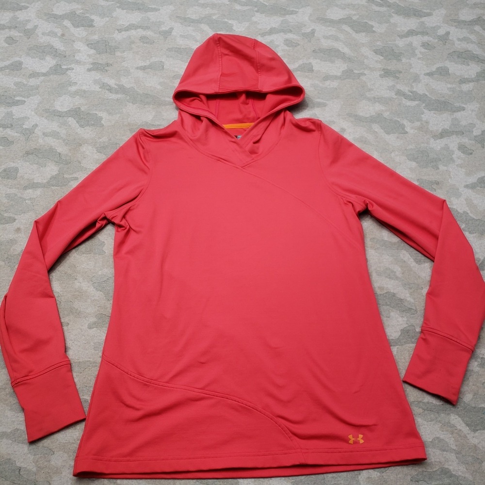 Under Armour Sweatshirt Womens XL Pink Fitted Pullover Hoodie Gym Outdoors